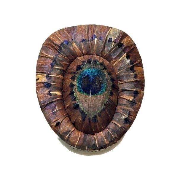 Vintage 70s/80’s Genuine Peacock Feather Leather White Belt O/S ART. 9160 Taiwan - Picture 2 of 9